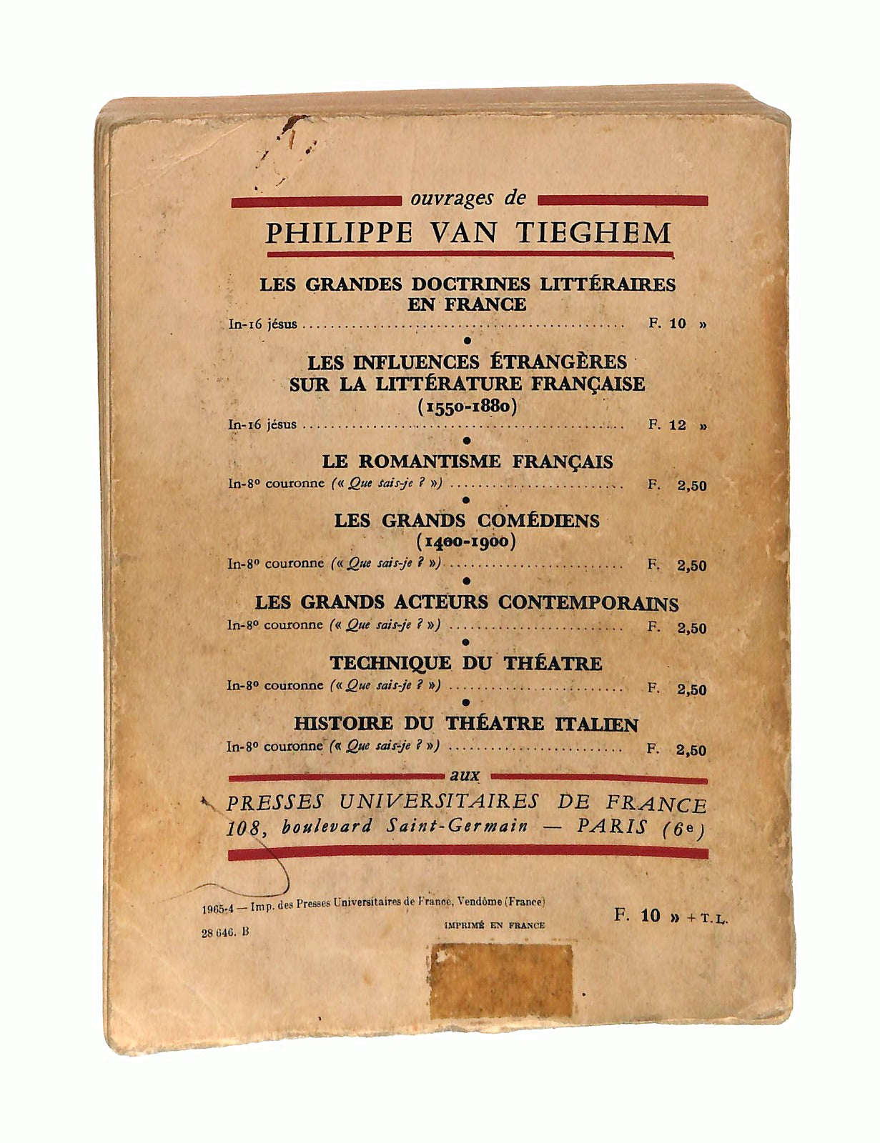 EBOND Les Grandes Doctrine Litteraires En France In Francese 1965 Libro LI047443