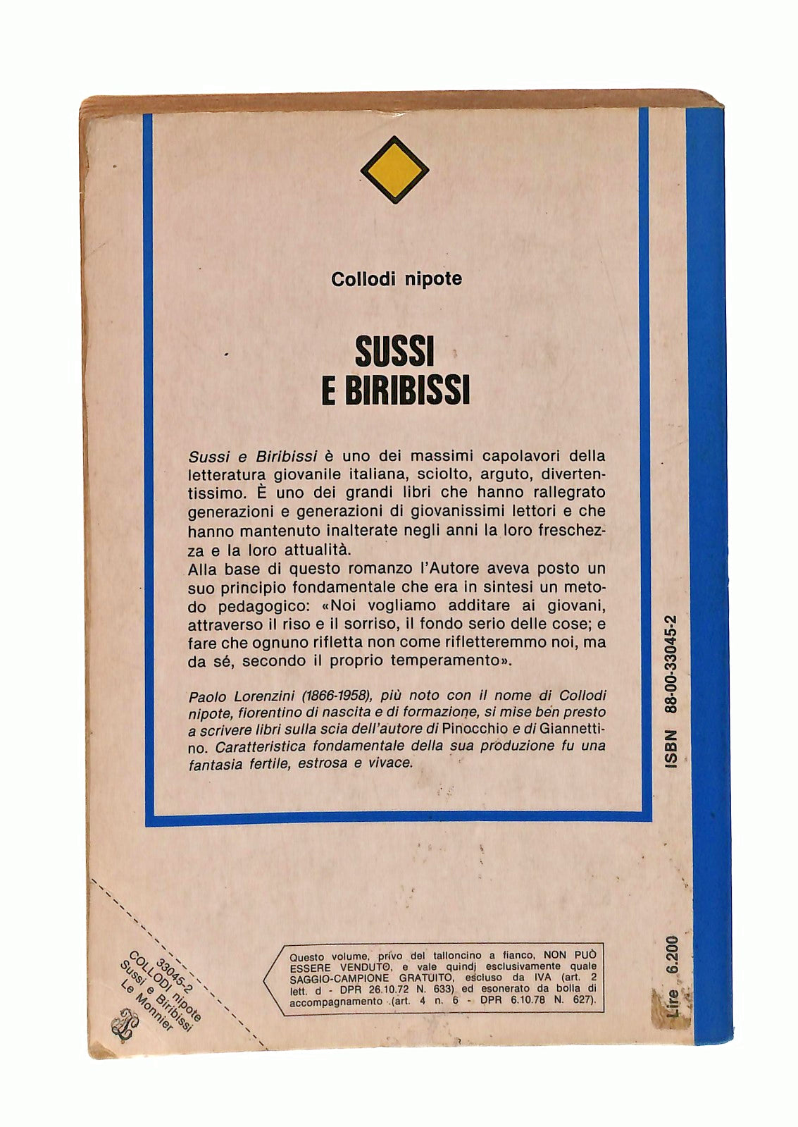 EBOND Sussi e Birbissi Collodi Nipote Salani Le Monnier 1983 Libro LI047506