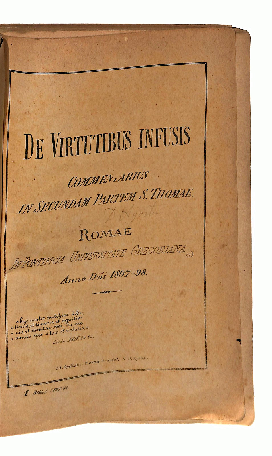 EBOND De Virtutibus Infusis Commmentarius In Lingua Latina Libro LI047680
