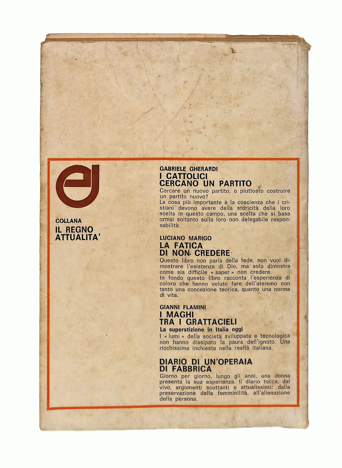EBOND Diario Di Un Operaia Di Fabbrica Edizioni Dehoniane 1968 Libro LI048284