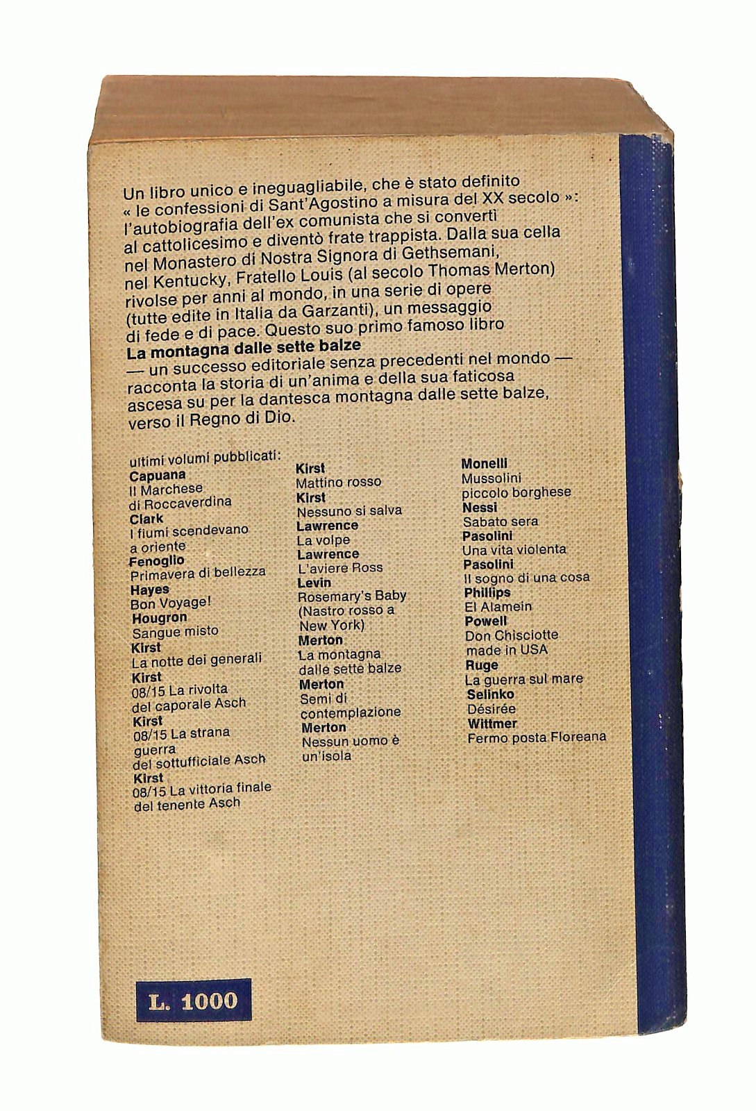 EBOND La Montagna Dalle Sette Balze Thomas Merton Garzanti 1970 Libro LI048722