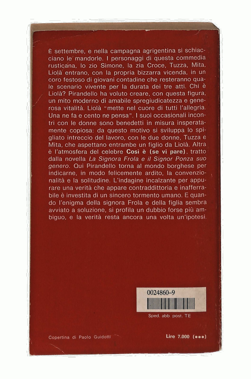 EBOND Liola Cosi e Se Vi Pare Luigi Pirandello Mondadori 1986 Libro LI048834