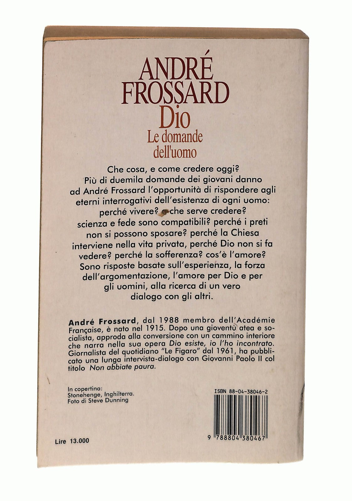 EBOND Dio Le Domande Dell Uomo Andre Frossard Mondadori 1994 Libro LI048902