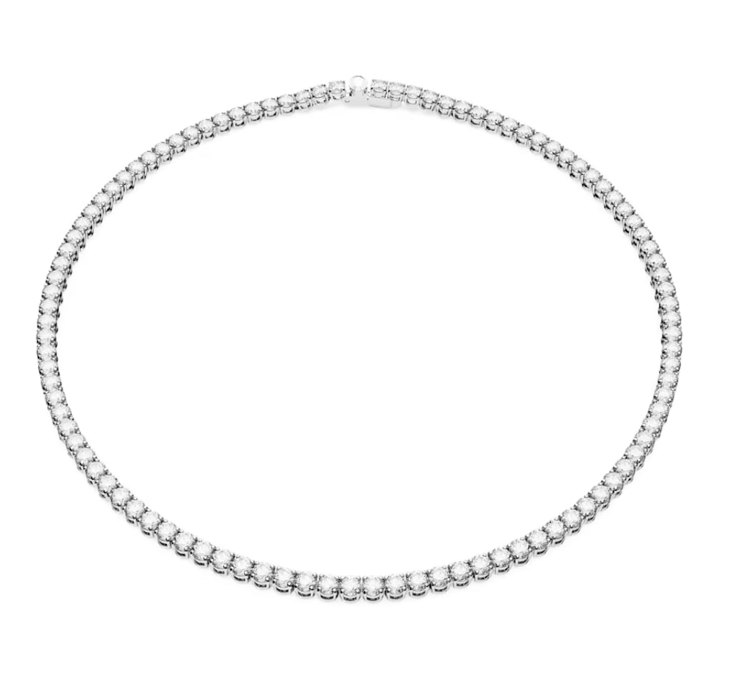 Swarovski 5681796 Collana Matrix Tennis Taglio tondo Piccola Bianca Plac. Rodio