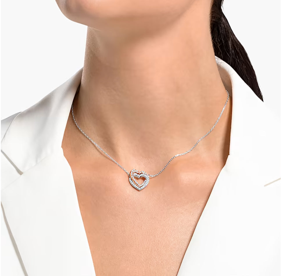 Swarovski 5518868 Collana Infinity Cuore Bianca Mix di finiture