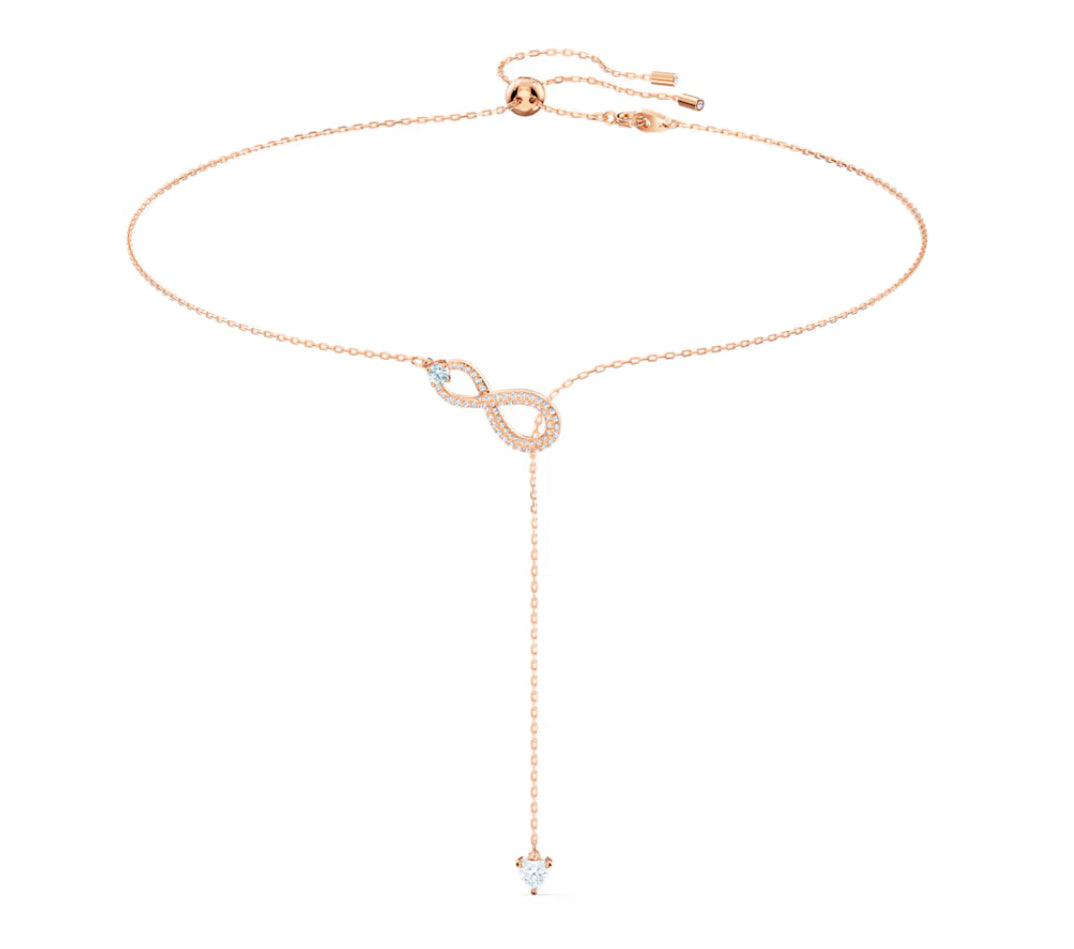 Swarovski 5521346 Collana a Y Infinity Infinito Bianco Placcato Oro Rosa