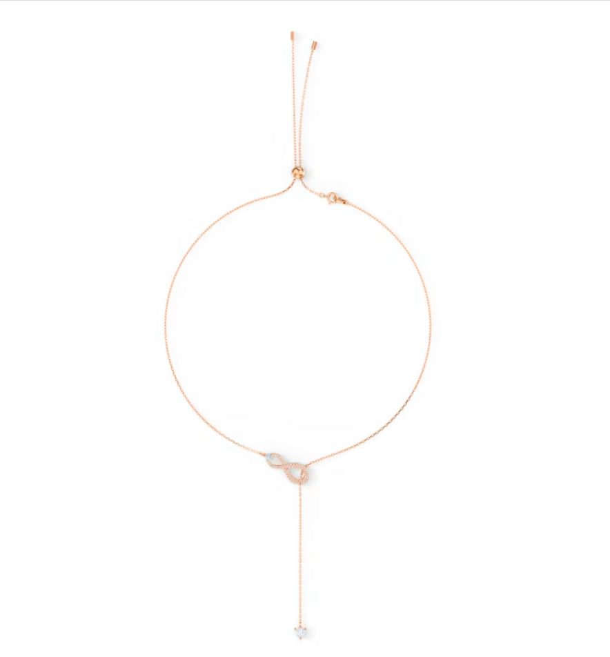 Swarovski 5521346 Collana a Y Infinity Infinito Bianco Placcato Oro Rosa