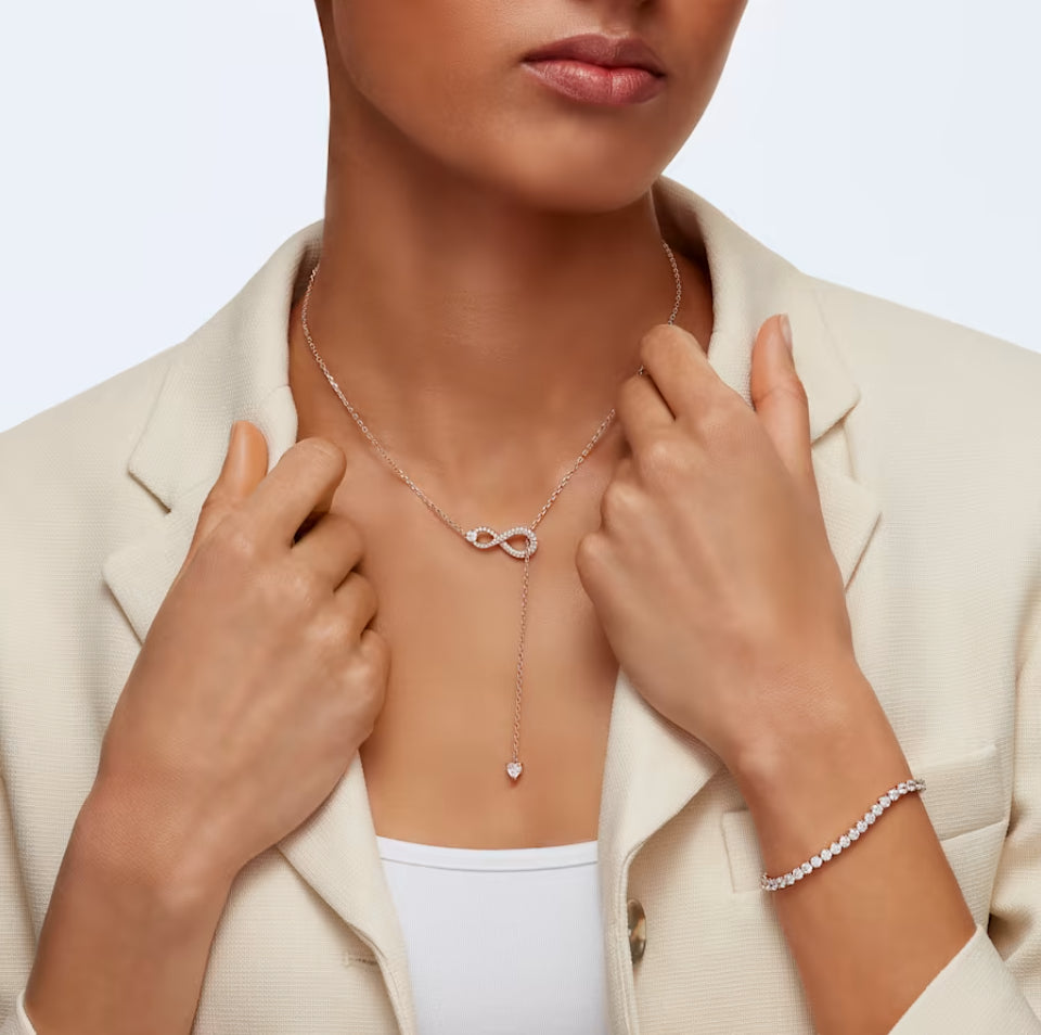 Swarovski 5521346 Collana a Y Infinity Infinito Bianco Placcato Oro Rosa