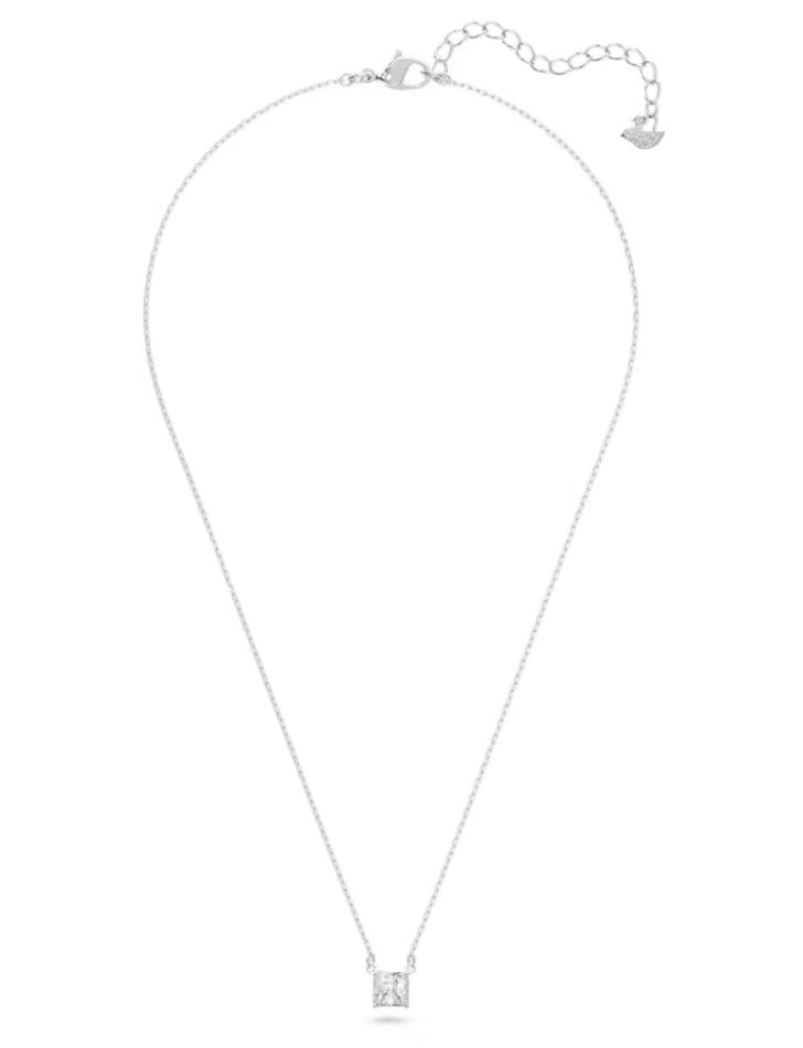 Swarovski 5510696 Collana Attract Taglio Squadrato Bianca Placcato Rodio