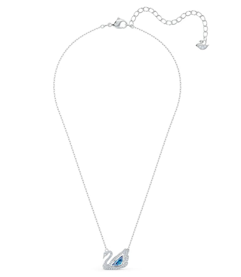 Swarovski 5533397 Collana Dancing Swan Cigno Blu Placcato Rodio