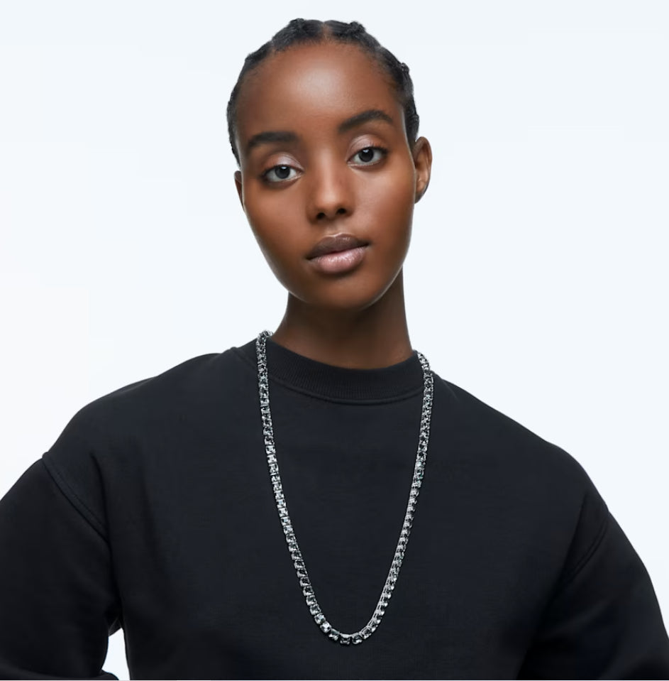 Swarovski 5613900 Collana Millenia Taglio squadrato Lunga Grigia Plac. Rutenio