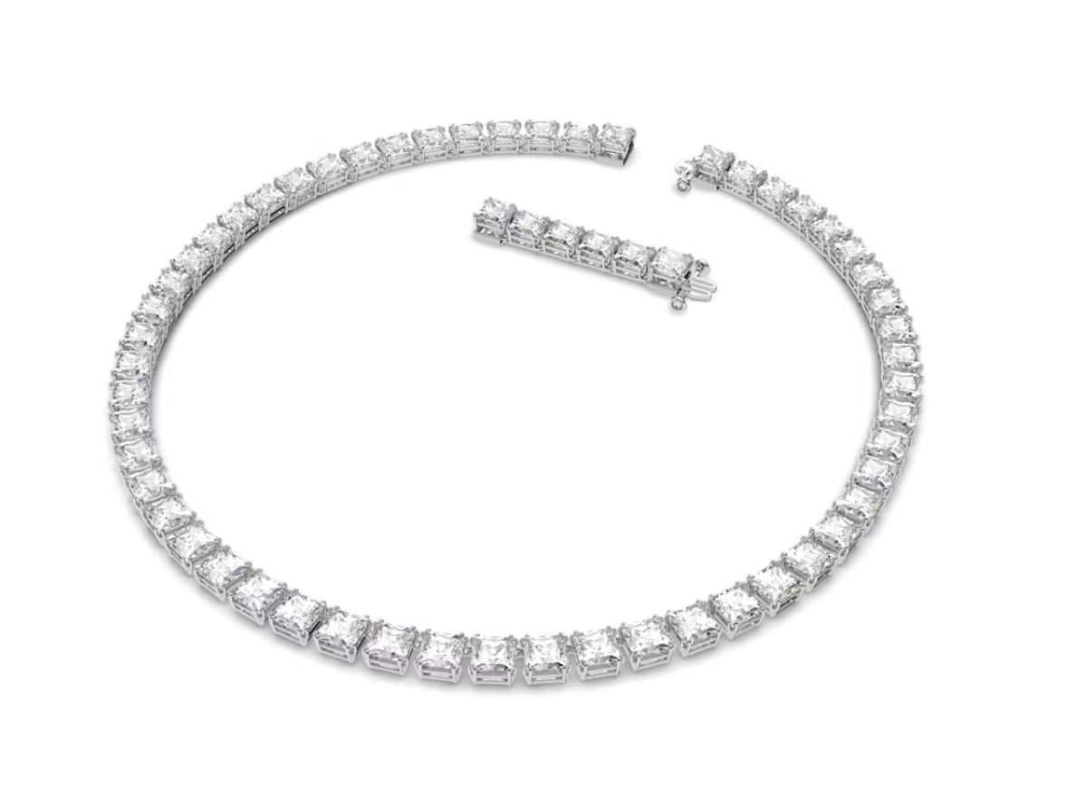 Swarovski 5599153 Collana Millenia Taglio squadrato Bianca Placcato Rodio
