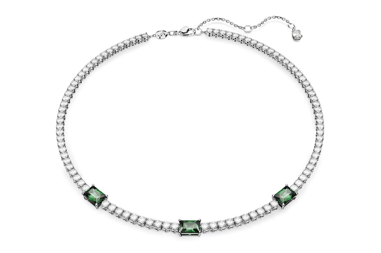 Swarovski 5666168 Collana Matrix Tennis Taglio misto Verde Placcato Rodio
