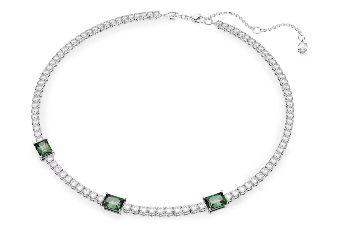 Swarovski 5666168 Collana Matrix Tennis Taglio misto Verde Placcato Rodio