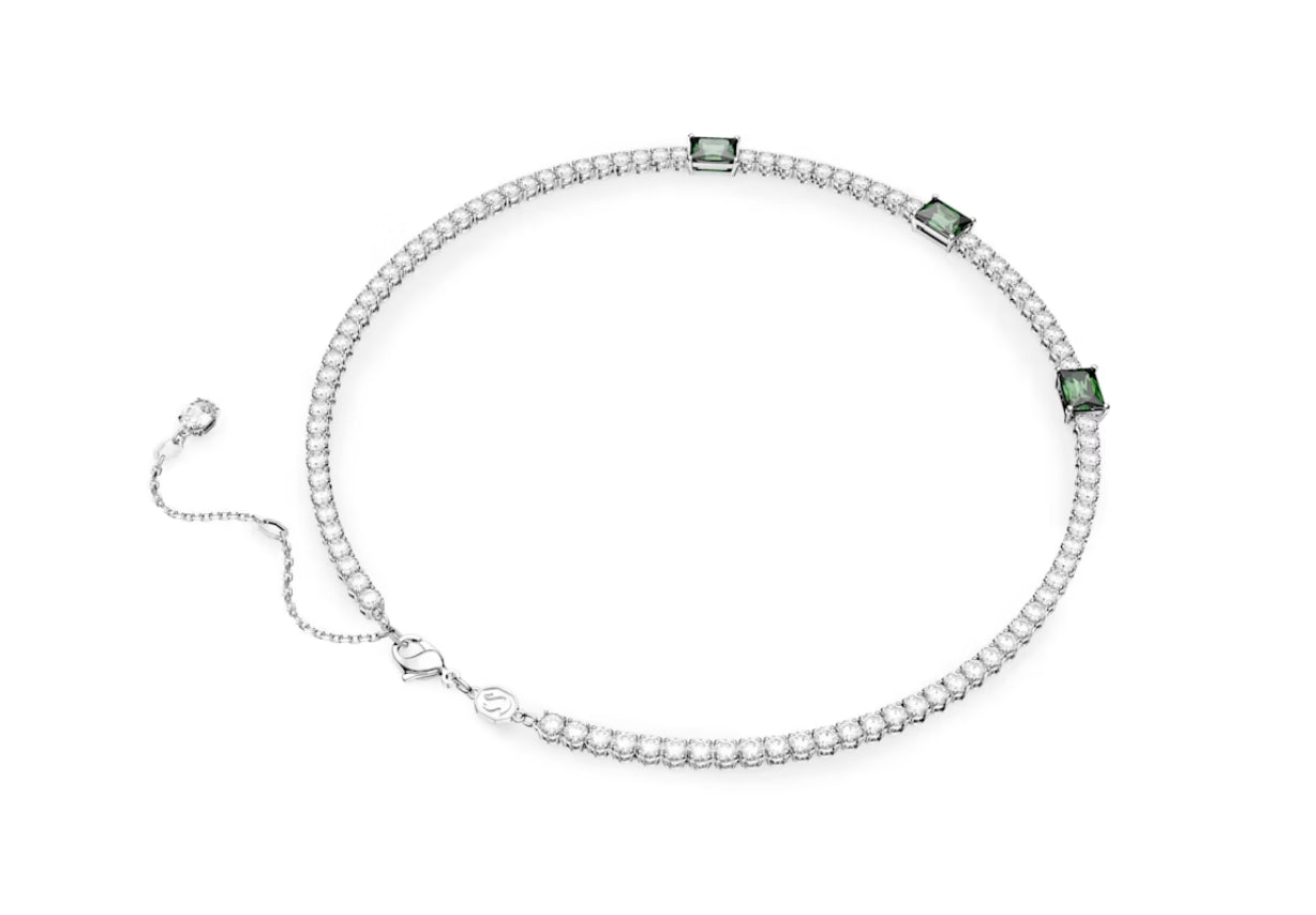 Swarovski 5666168 Collana Matrix Tennis Taglio misto Verde Placcato Rodio