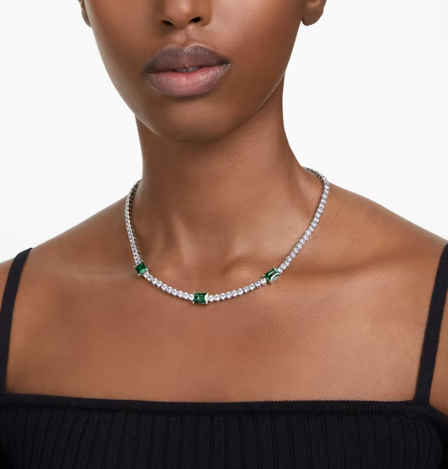 Swarovski 5666168 Collana Matrix Tennis Taglio misto Verde Placcato Rodio