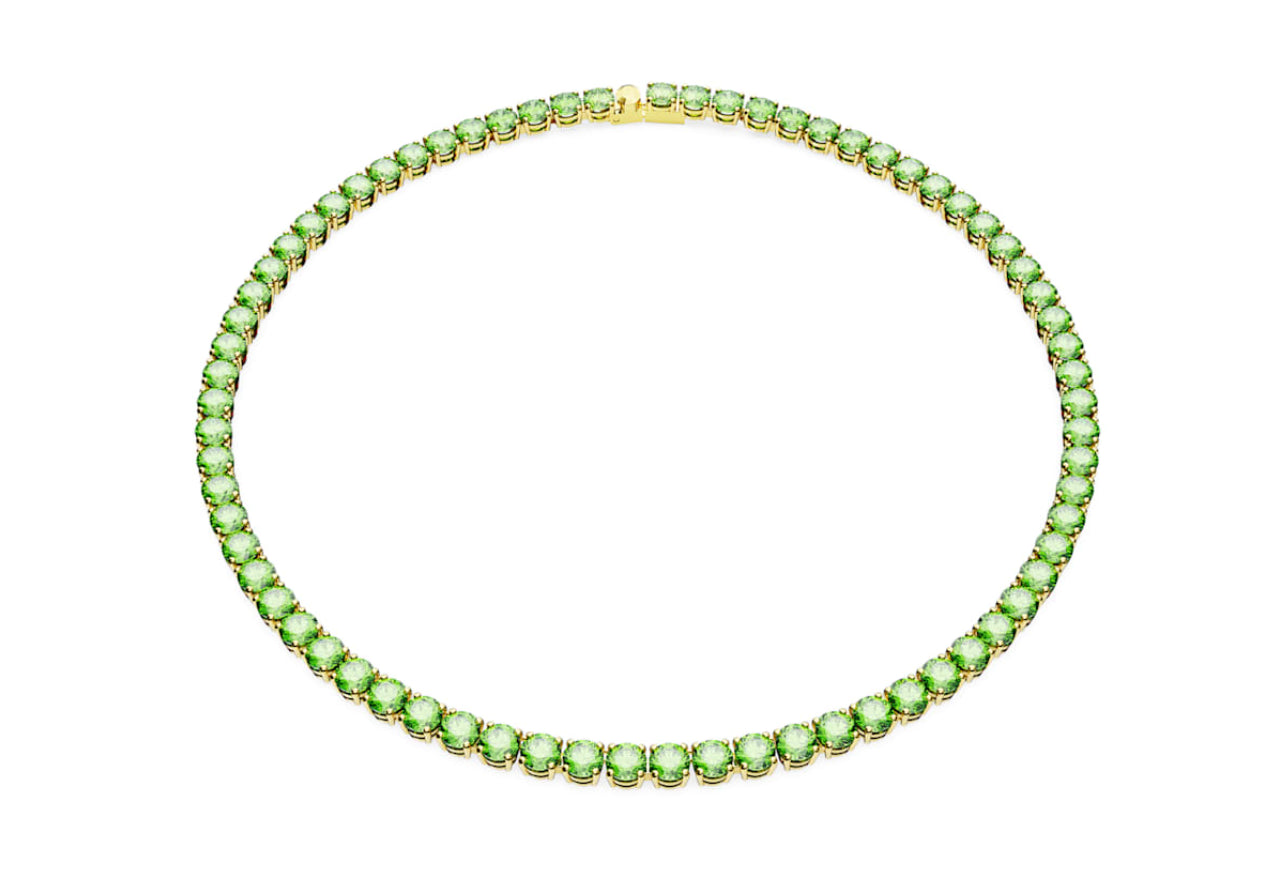 Swarovski 5661189 Collana Matrix Tennis Taglio tondo Media Verde Placcato Oro