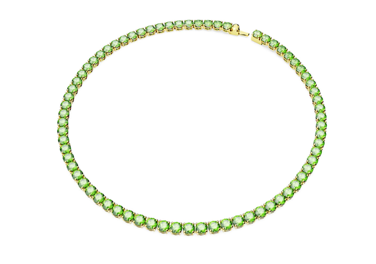 Swarovski 5661189 Collana Matrix Tennis Taglio tondo Media Verde Placcato Oro