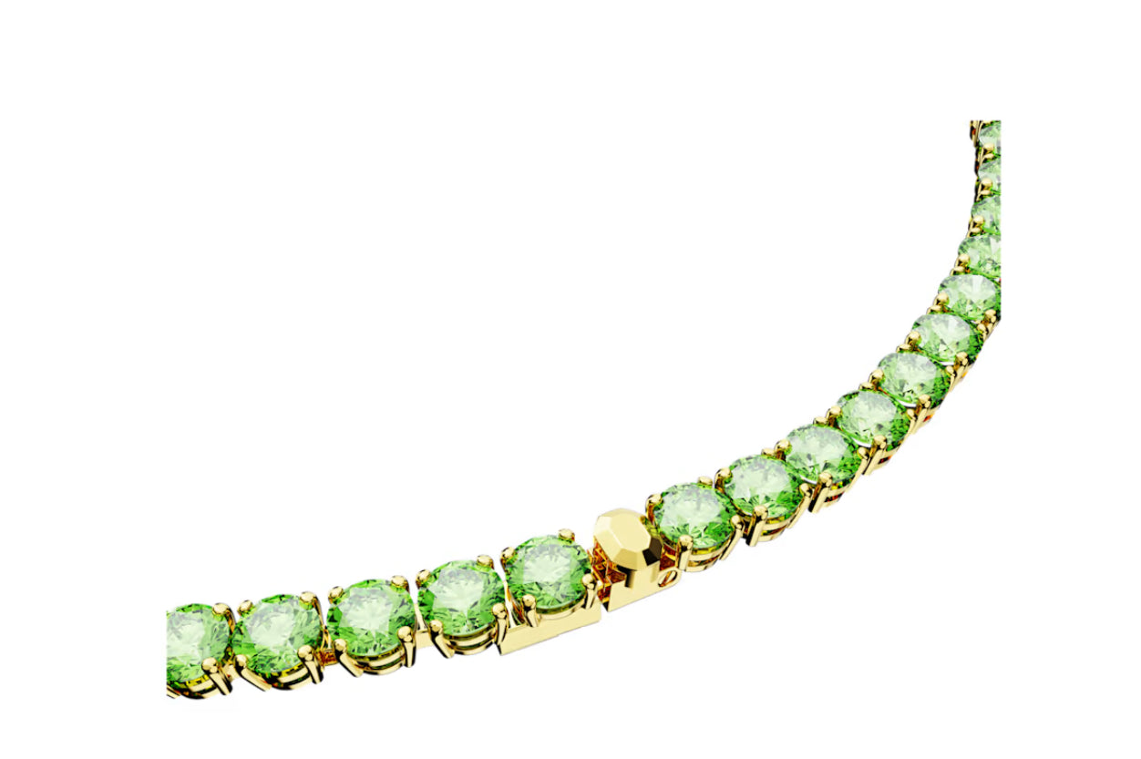 Swarovski 5661189 Collana Matrix Tennis Taglio tondo Media Verde Placcato Oro