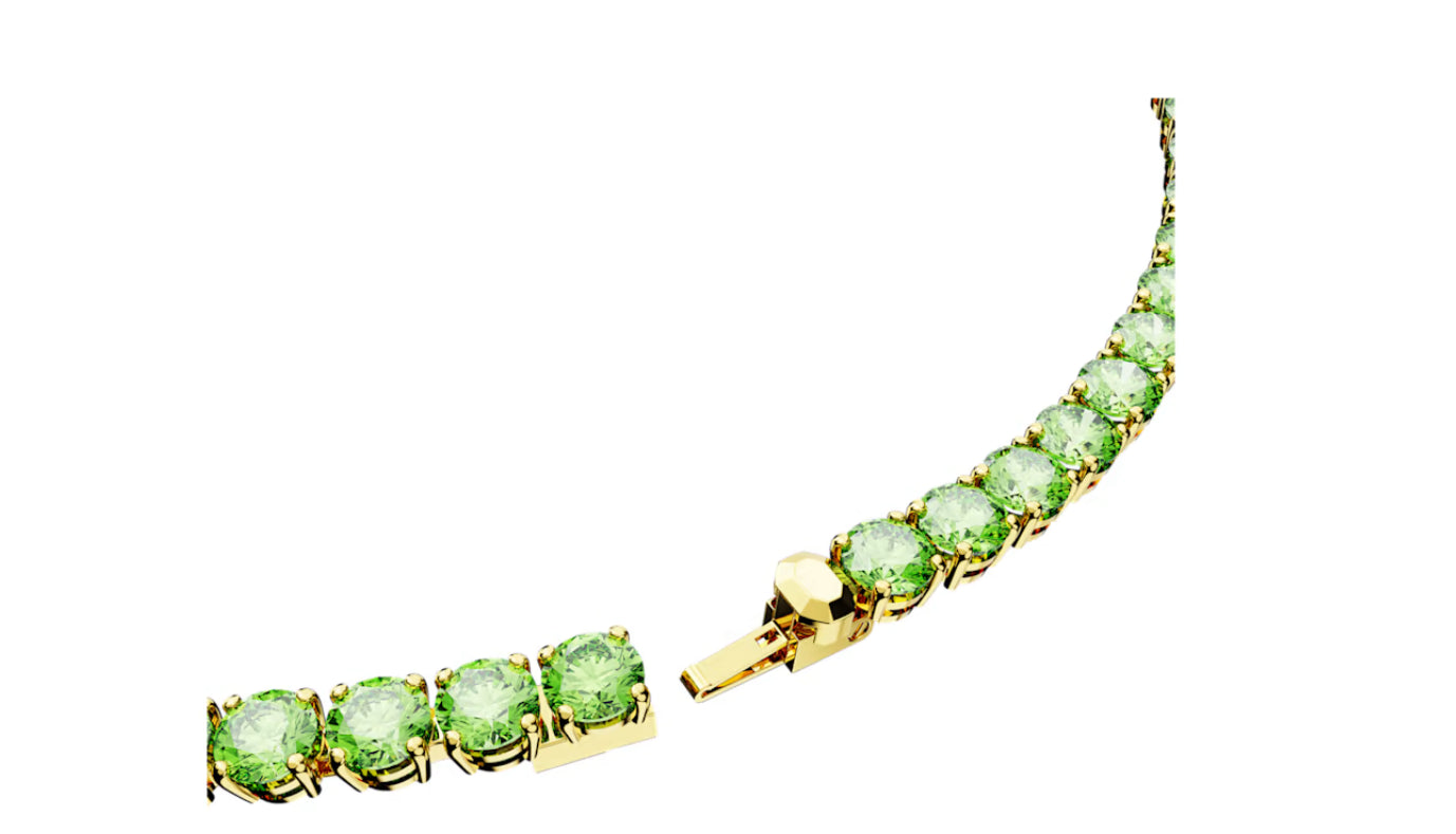 Swarovski 5661189 Collana Matrix Tennis Taglio tondo Media Verde Placcato Oro