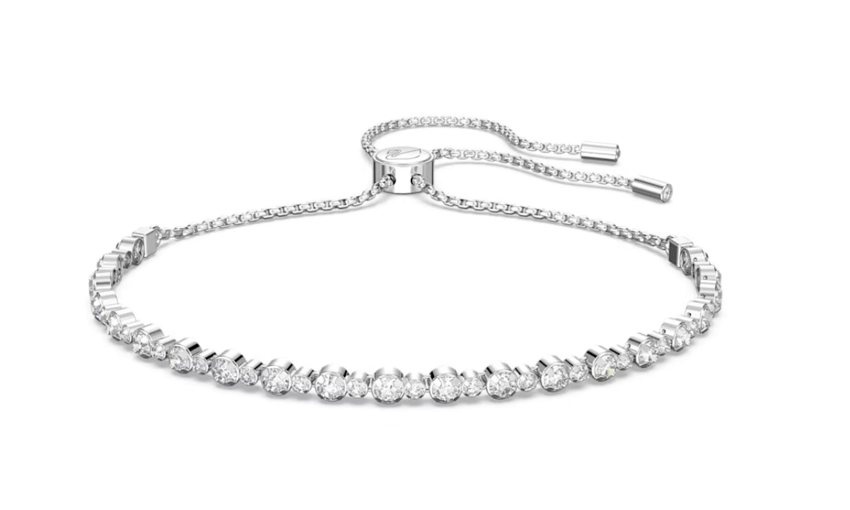 Swarovski 5465384 Braccialetto Subtle Trilogy Taglio tondo Bianco Placcato Rodio