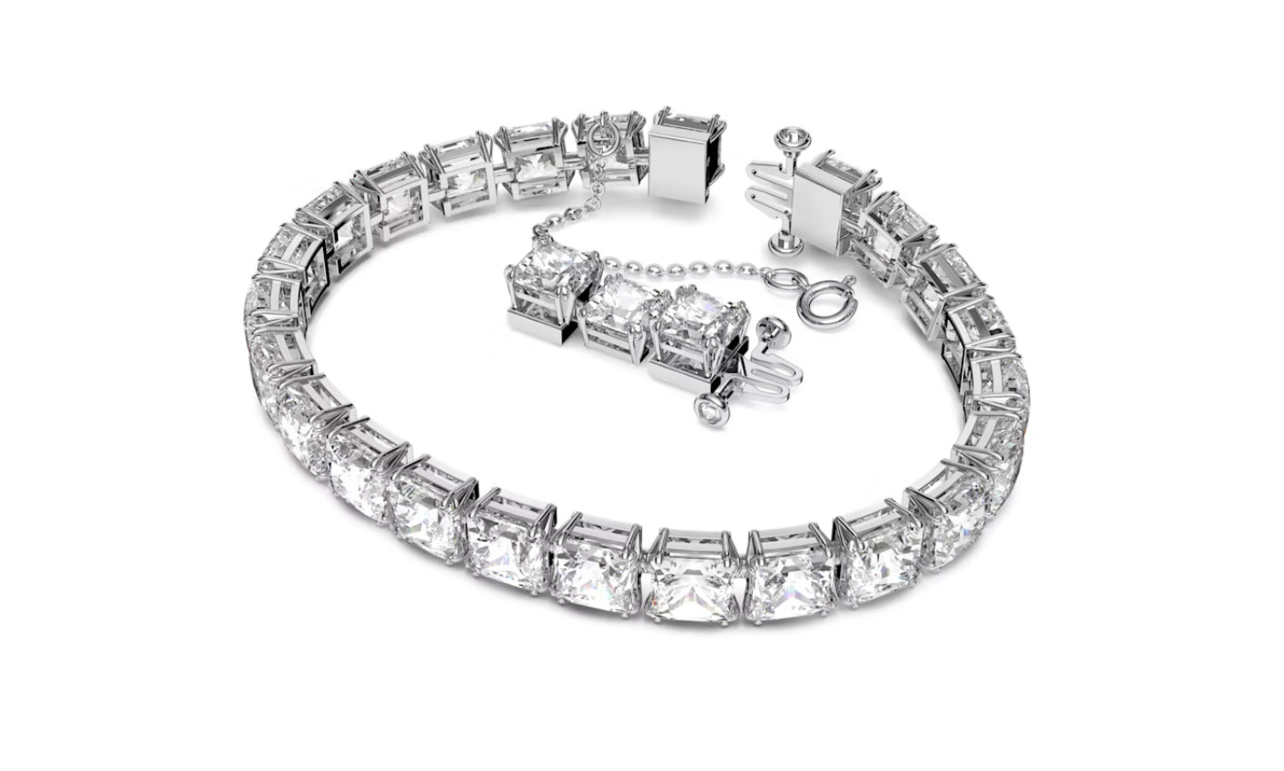 Swarovski 5599202 Braccialetto Millenia Taglio squadrato Piccolo Bianco P. Rodio