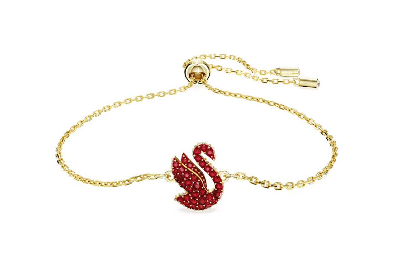 Swarovski 5656841 Braccialetto Swarovski Iconic Swan Cigno Piccolo Rosso P. Oro