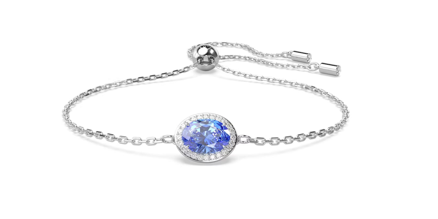 Swarovski 5671895 Braccialetto Constella Taglio Oval Blu Placcato Rodio