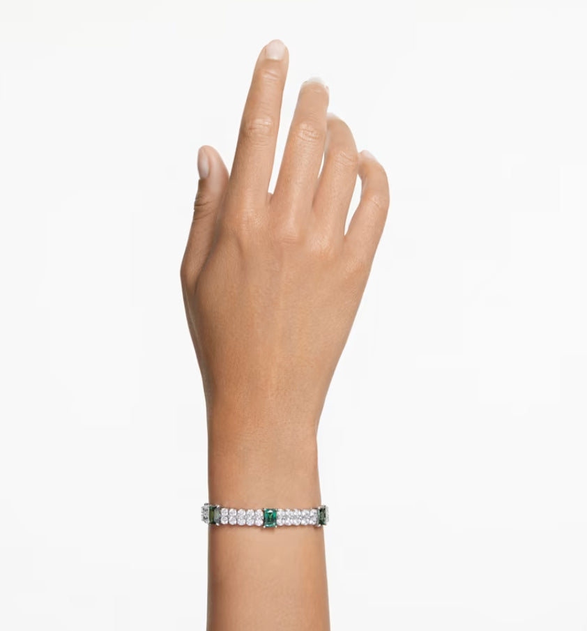 Swarovski 5680407 Braccialetto Matrix Tennis Taglio misto Verde Placcato Rodio