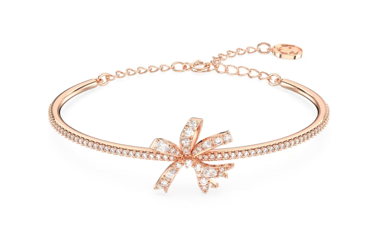 Swarovski 5647565 Braccialetto Rigido Volta Fiocco Bianco Placcato Oro Rosa