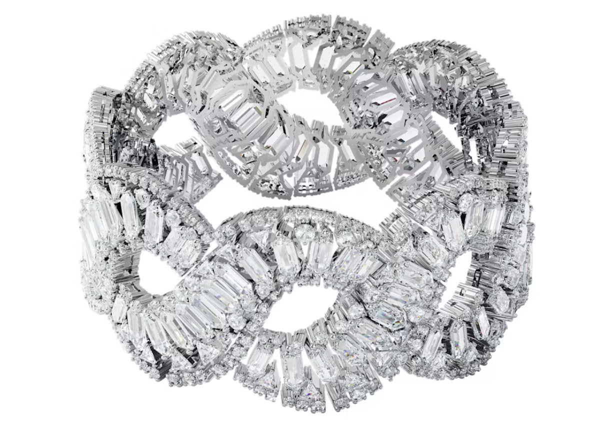 Swarovski 5598351 Braccialetto Hyperbola Taglio misto Onda Bianco Placcato Rodio