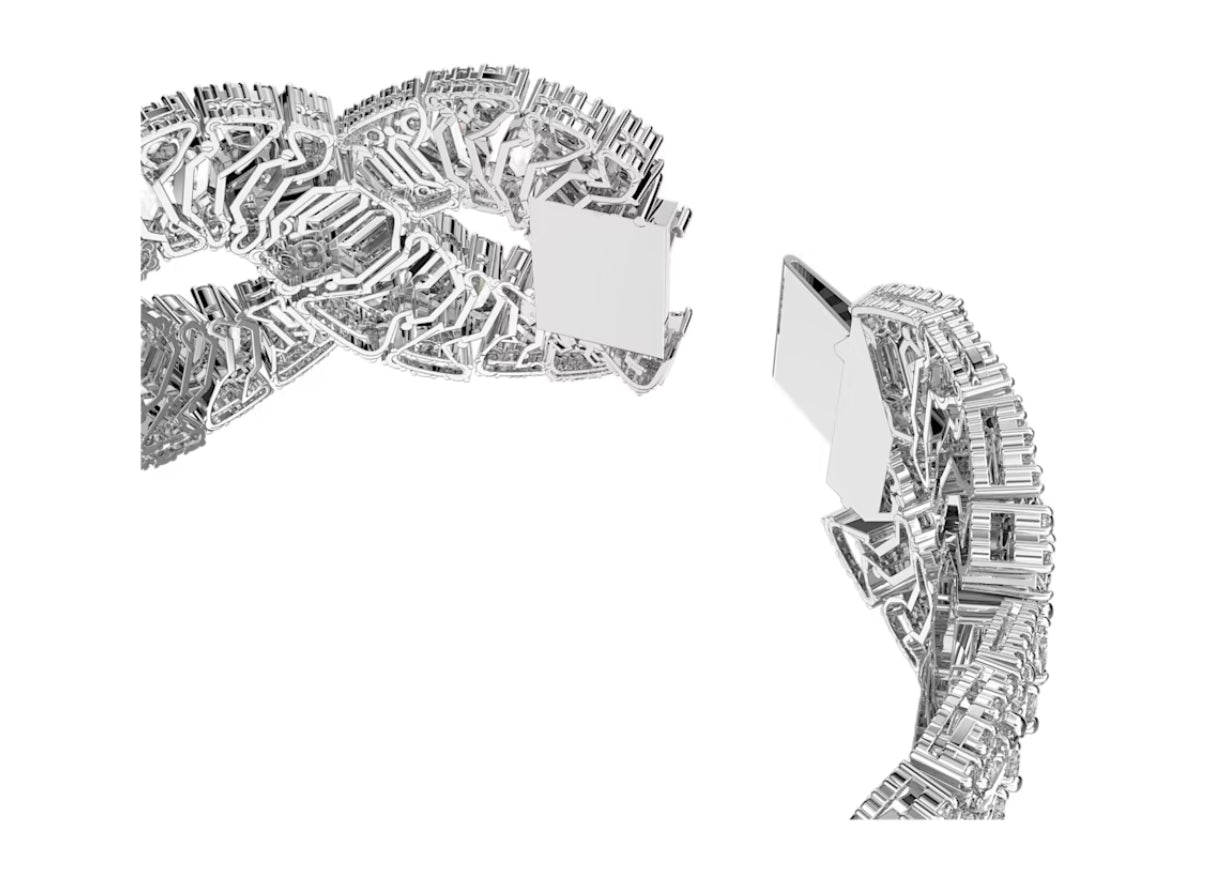 Swarovski 5598351 Braccialetto Hyperbola Taglio misto Onda Bianco Placcato Rodio