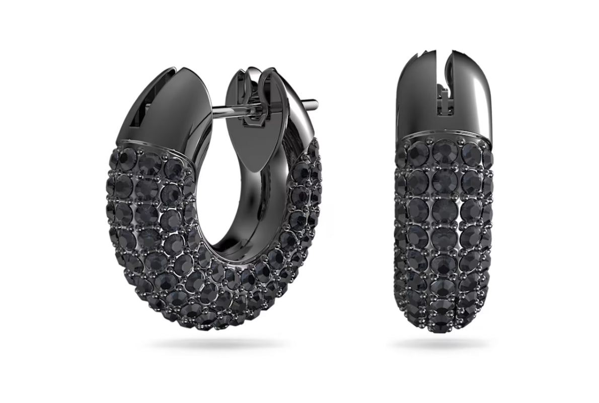Swarovski 5620222 Orecchini a cerchio Dextera Piccoli Neri Placcato Rutenio