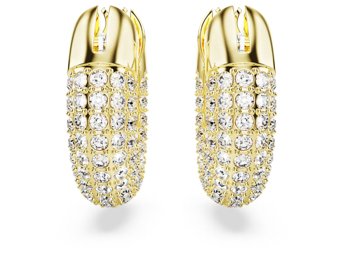 Swarovski 5636530 Orecchini a cerchio Dextera Piccoli Bianchi Placcato Oro