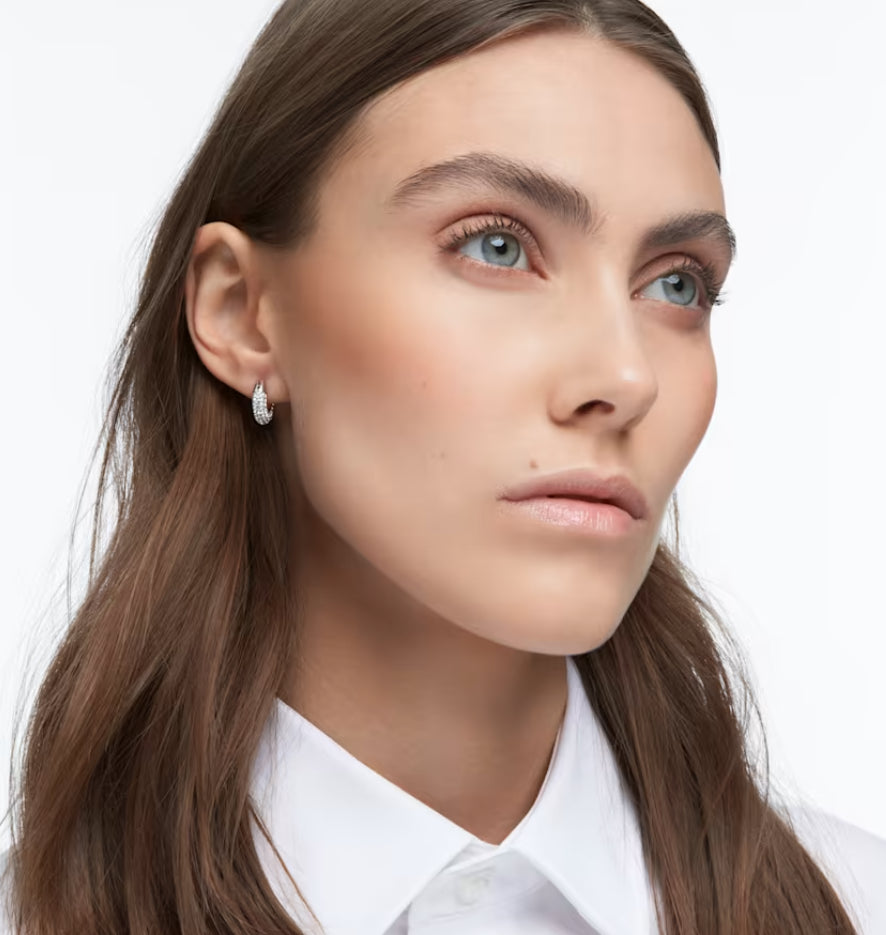 Swarovski 5618306 Orecchini a cerchio Dextera Piccoli Bianchi Placcato Rodio