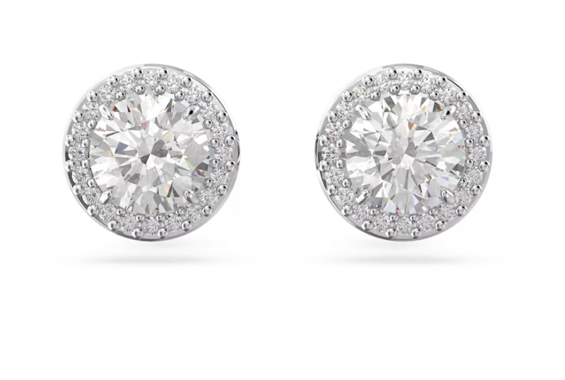 Swarovski 5636269 Orecchini a lobo Constella Taglio tondo Pave Bianchi P. Rodio