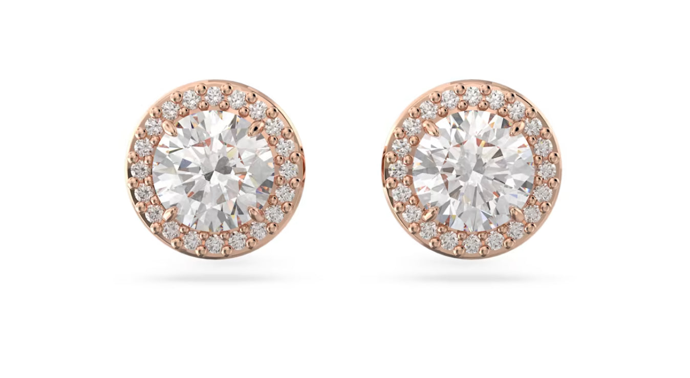 Swarovski 5636275 Orecchini a lobo Constella Taglio tondo Pave Bianchi Oro Rosa