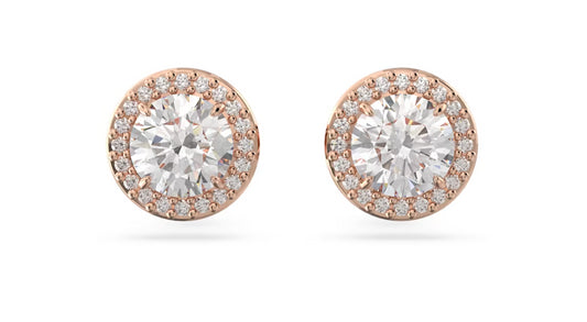 Swarovski 5636275 Orecchini a lobo Constella Taglio tondo Pave Bianchi Oro Rosa