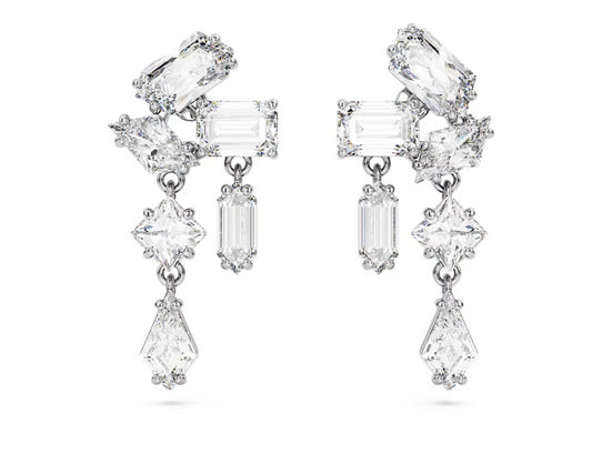 Swarovski 5665825 Orecchini pendenti Mesmera Taglio misto Bianchi Placcato Rodio