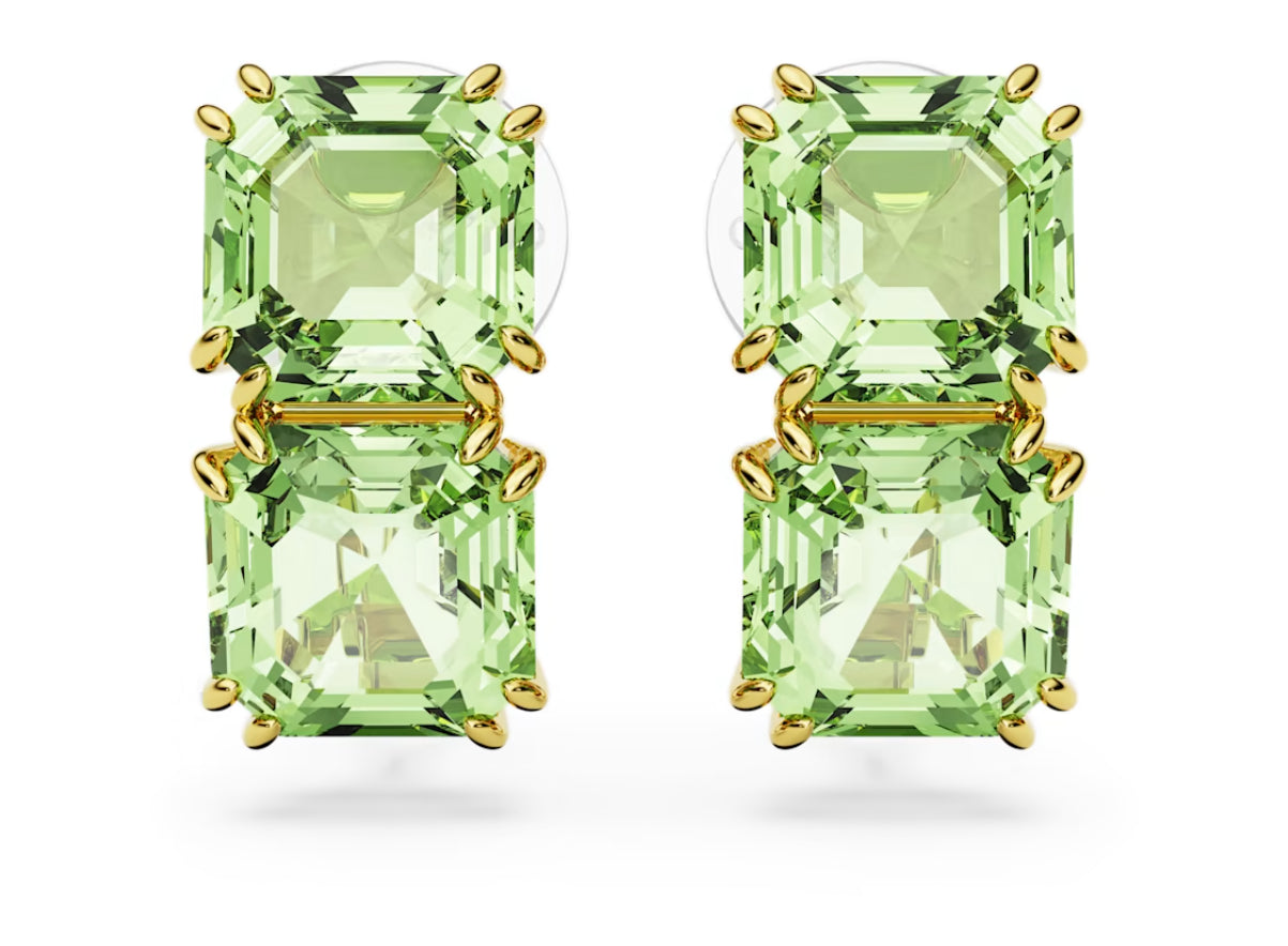 Swarovski 5654559 Orecchini a clip Millenia Taglio squadrato Verdi Placcato Oro