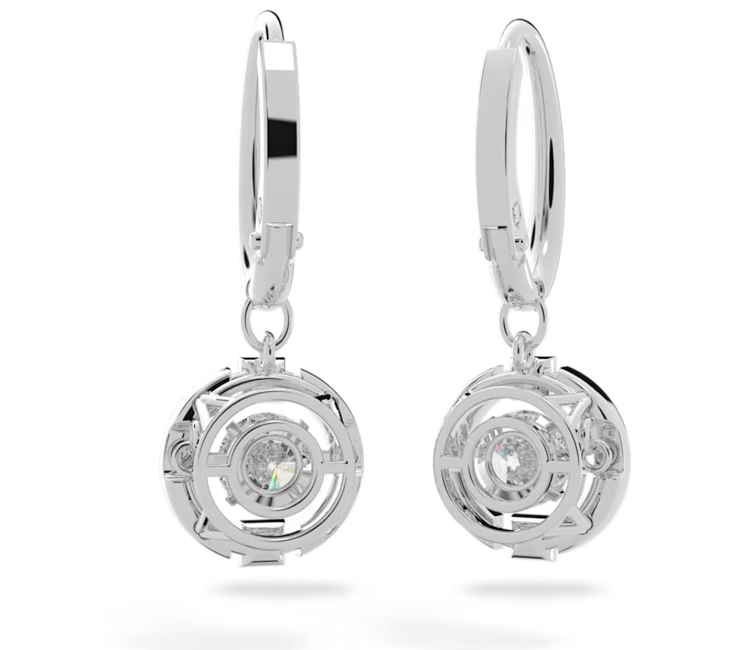 Swarovski 5504652 Orecchini pendenti Sparkling Dance Taglio tondo Bianchi Rodio