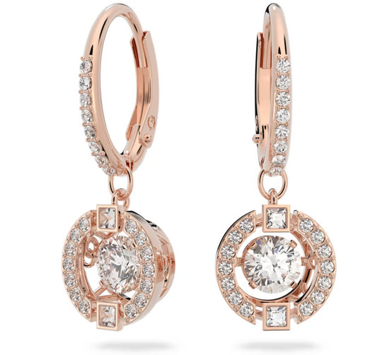 Swarovski 5504753 Orecchini pendenti Sparkling Dance Tagl. tondo Bianchi OroRosa