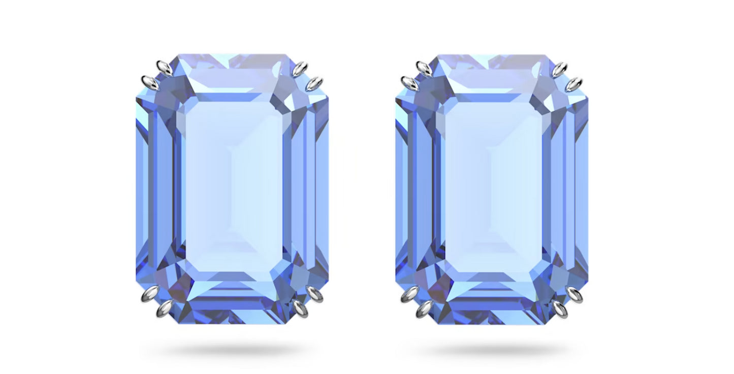 Swarovski 5614935 Orecchini a lobo Millenia Taglio ottagonale Blu Placcato Rodio