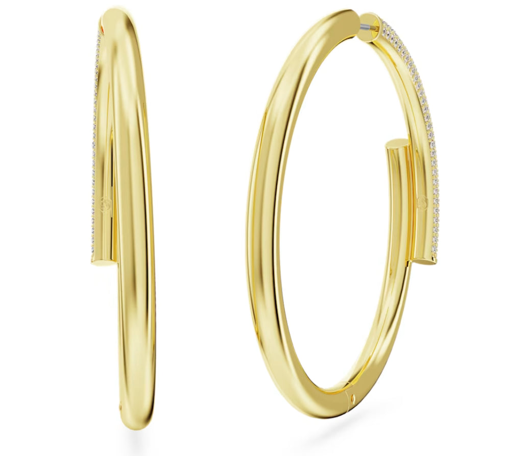 Swarovski 5671808 Orecchini a cerchio Dextera Bianchi Placcato Oro