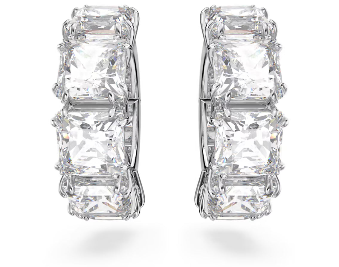 Swarovski 5654557 Orecchini a clip Millenia Taglio squadrato Bianchi Pla. Rodio
