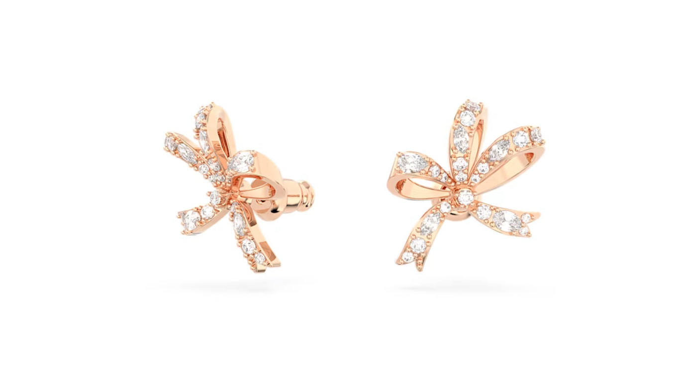 Swarovski 5647572 Orecchini a lobo Volta Fiocco Piccoli Bianchi Pla. Oro Rosa