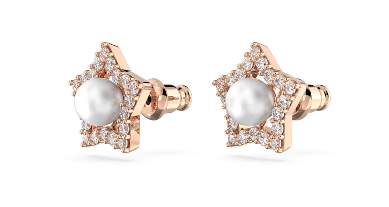 Swarovski 5645465 Orecchini a lobo Stella Taglio tondo Stella Bianchi Oro Rosa