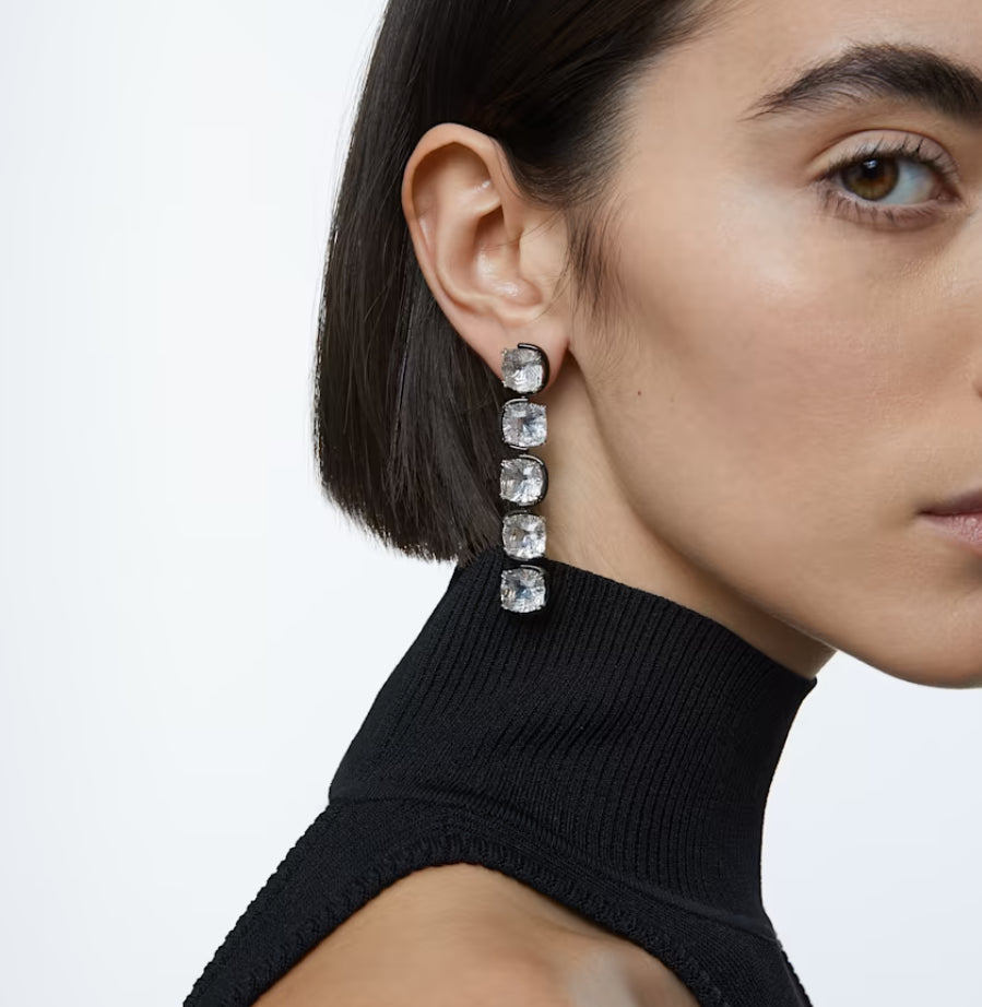 Swarovski 5600043 Orecchini Harmonia Cristalli fluttuanti taglio Cushion Bianchi