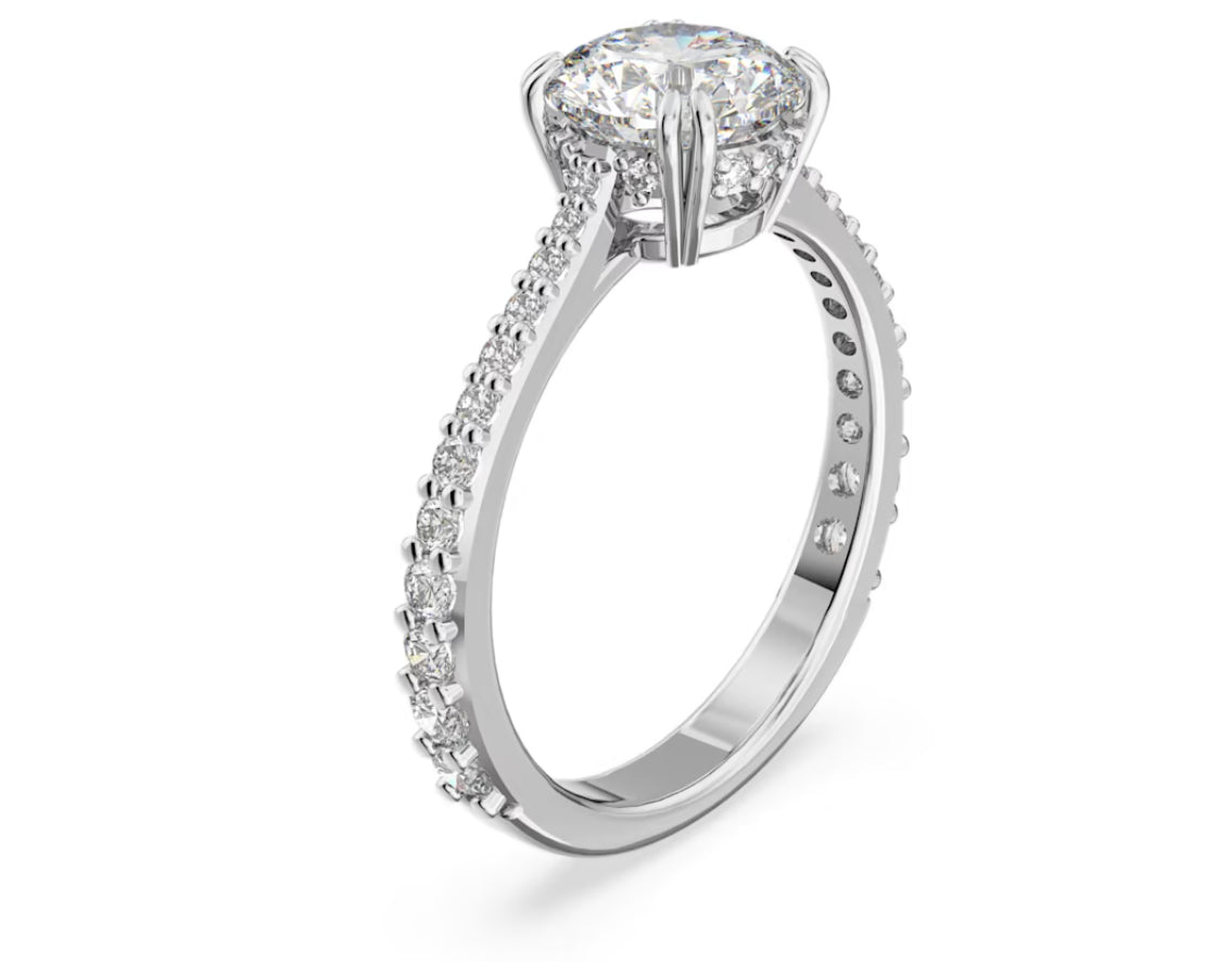 Swarovski 5645251 Anello cocktail Constella Taglio Princess Pave Bianco P. Rodio