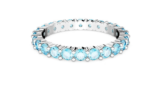 Swarovski 5658668 Anello Matrix Taglio tondo Blu Placcato Rodio